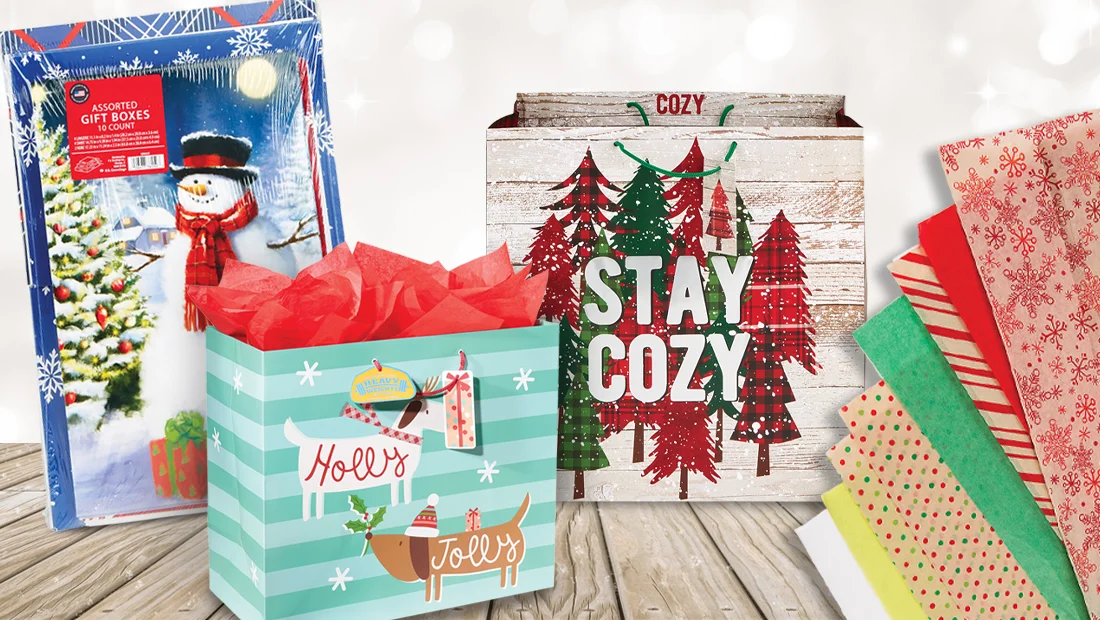 Christmas bags and boxes.