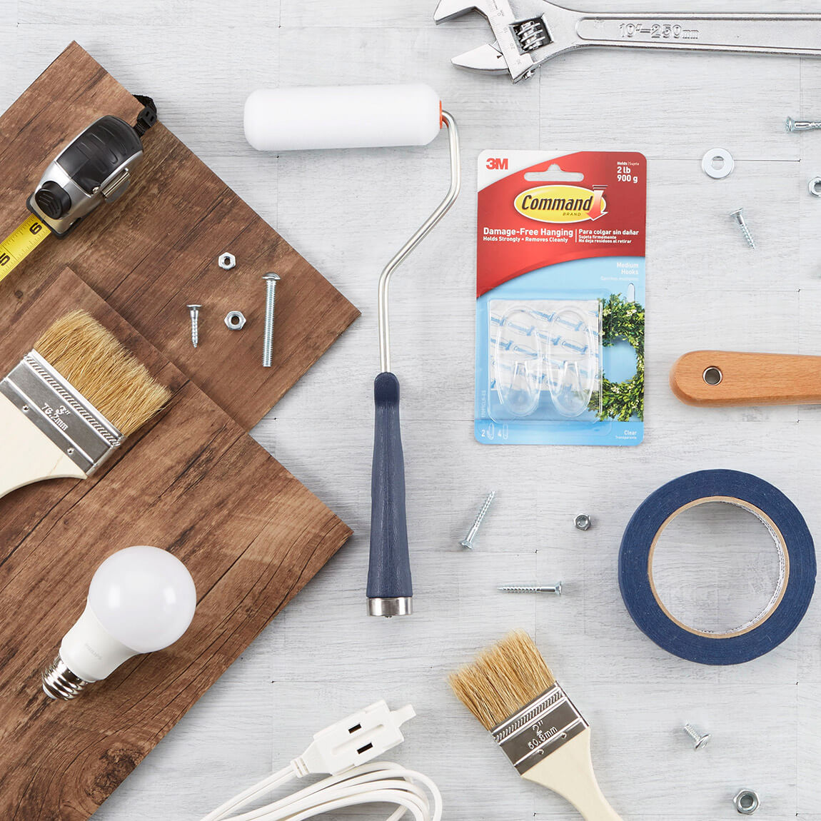 Spring cleaning supplies for home improvement.