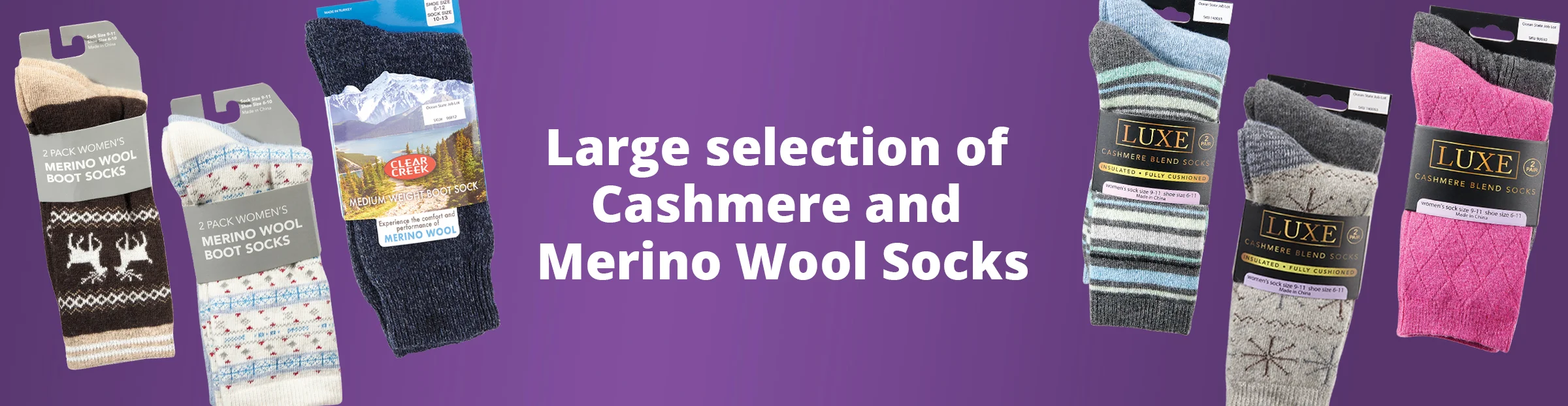Large selection of Cashmere and Merino Wool socks